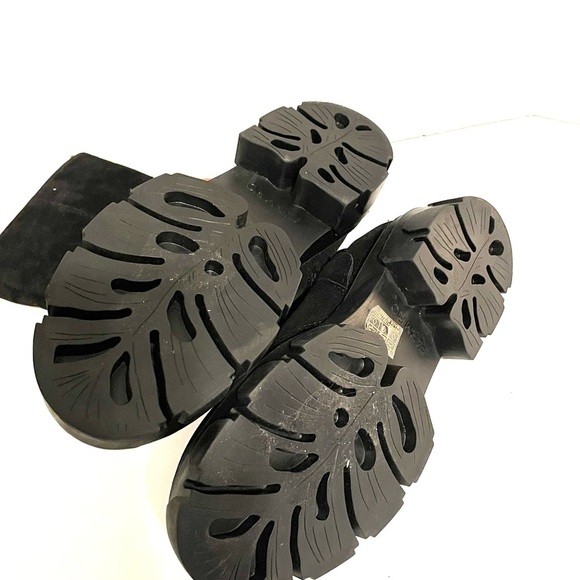 Farm Rio Tall Boot Lug Sole Black Tribal Ribbon MSRP $285 NWOT Sz 7 Vegan Suede - Picture 8 of 14